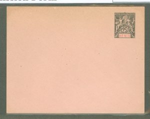 Benin  1894 25c black on pink,flap stuck, light toning top edge reverse