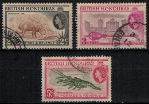 Br. Honduras #145a,6a,8a  CV $3.40  perf. 13.5 varieties