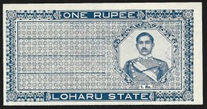 Indian States India LOHARU Court Fee Revenue 1R Rouletted 13 Fine Used-