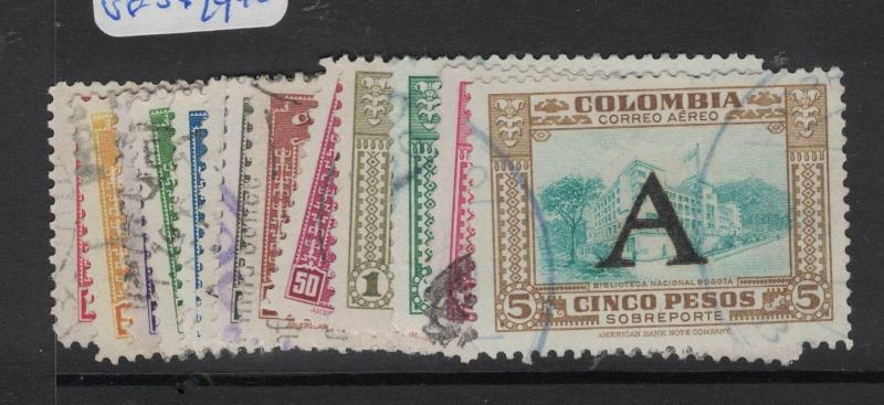 Colombia 1950 A/M Set 16 Values 5c To 5P VFU (4dvy)