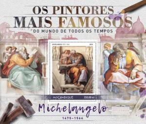 MOZAMBIQUE - 2016 - Painters. Michelangelo - Perf Souv Sheet - MNH