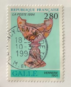 France 1994 Scott 2398 used - 2.80fr, Decorative Art Nouveau, Gallé , glass