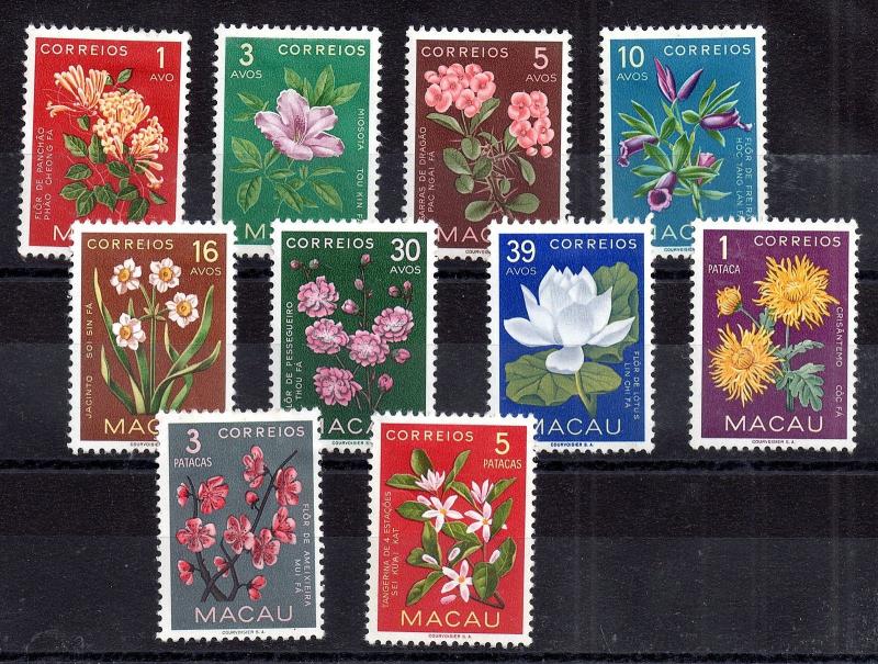 Macau/Macao 1953 Flowers mint MH set SC#372-381 WS3098