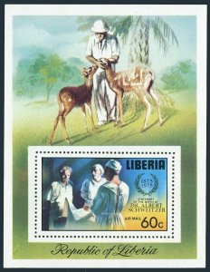 Liberia C208,MNH.Michel Bl.77A. Dr Albert Schweitzer as surgeon,1975.Antelopes.