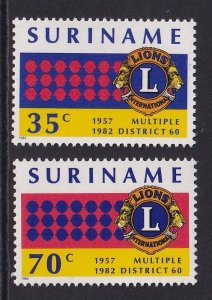 Surinam  #596-597  MNH  1982  Lions` International