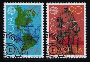 Switzerland  914-915 used stamps superb cancels Europe 1992 Columbus