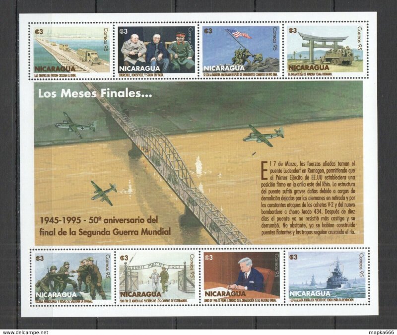 1995 Nicaragua Military World War Ii 50Th Anniversary Wwii Sh ** Stamps Pk230