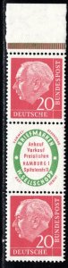 Germany Bund Scott # 710 (2), label R1, mint nh, se-tenant, Mi # S30