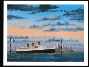 St. Vincent # 1181, Queen Mary Pasenger Ship, Souvenir Sheet, Mint NH, 1/2 Cat.