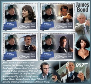 Stamps.Cinema.James Bond 2023 year 1+1 sheets perforated Ethiopia NEW