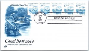 US COVER FIRST DAY OF ISSUE CANAL BOATS OF THE 1880s COIL STRIP OF (5) 1987