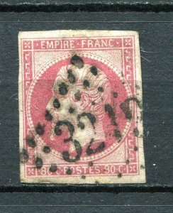 France 1853 Napoleon Imperf  Sc 20 rose 80 c Used 9332