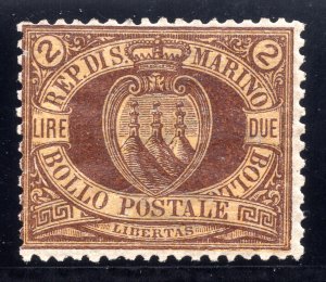 Brown on Yellow Lire Coat of Arms No. 21st Discrete Centering - MNH