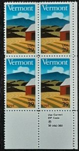 US Scott # 2533;  29c Vermont from 1991; XF; Block of 4; MNH, og