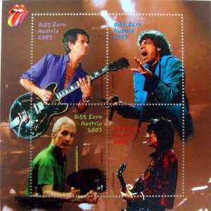 Austria 2003 The Rolling Stones Mick Jager Keith Richards Sheet of 4 Stamps MNH