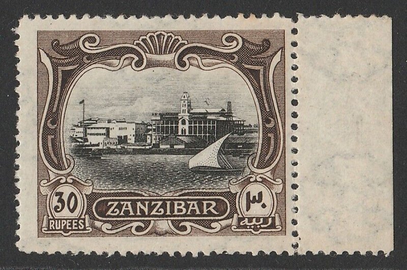 ZANZIBAR 1908 View of Port 30R black & sepia. MNH **. 