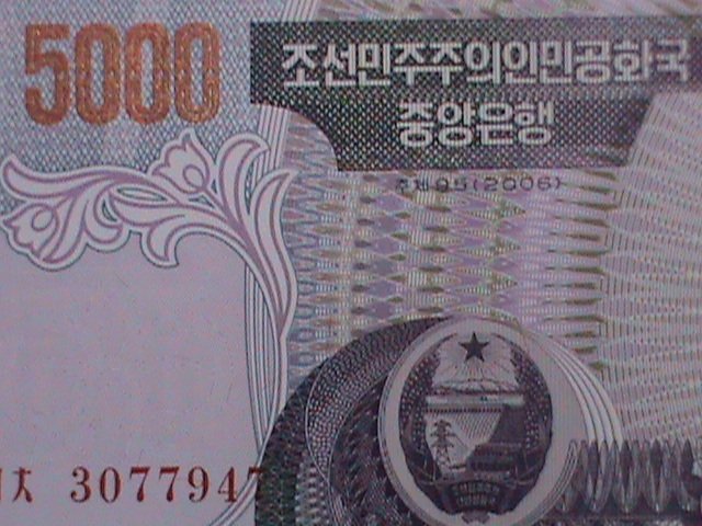 ​KOREA-2006 VERY OLD $5000-LEADER KIM II SUNG UN CIRCULATED-LAGREST CURRENCY