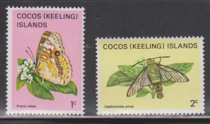 COCOS (KEELING) ISLANDS Scott # 87-8 MH - Butterfly & Moth