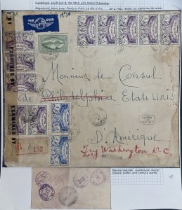 1945 Point A Pritre Guadeloupe Airmail Censored Cover To Washington DC Usa