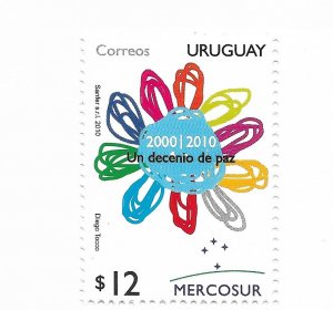 URUGUAY 2010 MERCOSUR 1 DECADE OF PEACE EMBLEM 1 VALUE MINT NH