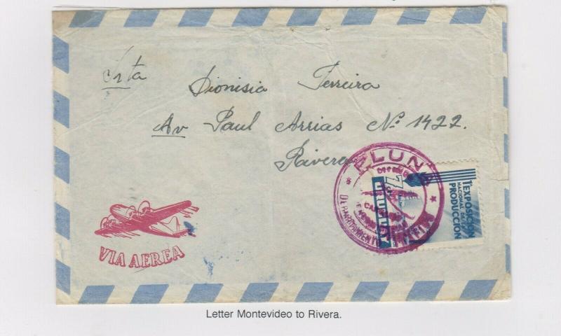 O) 1956 CIRCA-URUGUAY, PLUNA-DEPARTAMENTO DE TRAFICO, AIRMAIL -VIA AEREA-PLANE-N