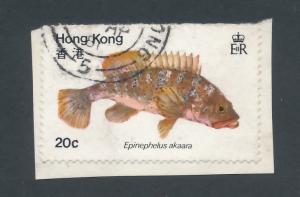 Hong Kong 1981 Scott 369 used- 20c, Fish, Epinephelus akaara