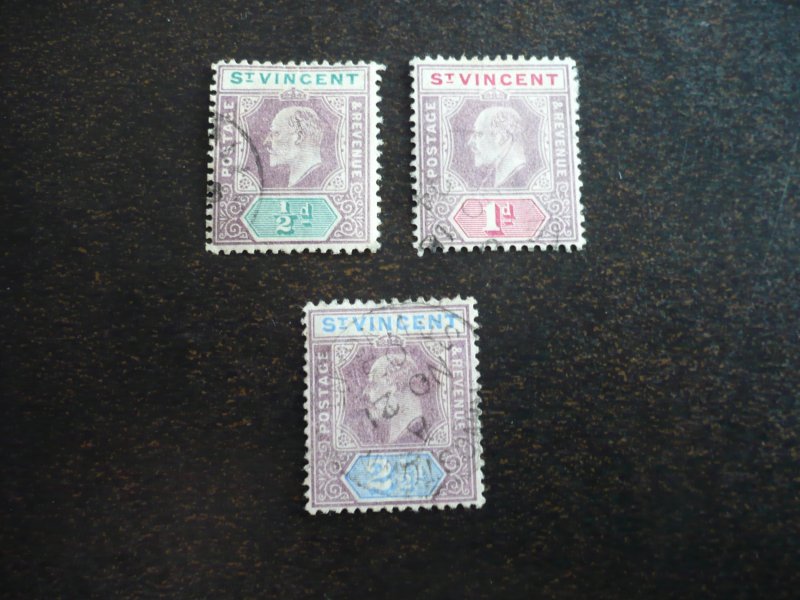 Stamps - St. Vincent - Scott# 71-72,74 - Used Part Set of 3 Stamps