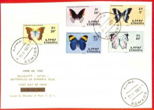 aa0213 - ETHIOPIA - POSTAL HISTORY - FDC COVER  1967   BUTTERFLIES