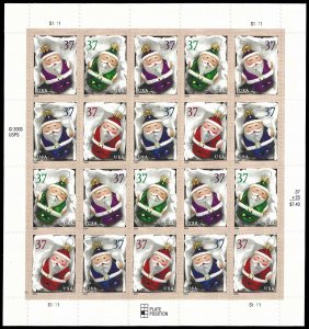 PCBstamps   US #3883/3886 Sheet $1.48(4x37c)Santa Ornament, MNH, (3)