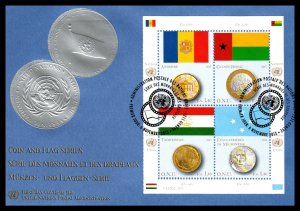UN Geneva 576 Flags Coins Postal Administration Set of Two U/A  FDCs VF
