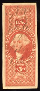 US Scott R89a Used $5 red Conveyance Revenue Lot AR047 bhmstamps