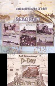 Micronesia - 2004 D-Day - 6 Stamp Sheet + S/S - Scott #591-2