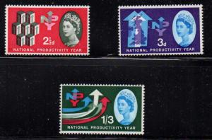 Great Britain Sc 387p-9p 1962 Productivity Year Phosphor stamp set mint NH