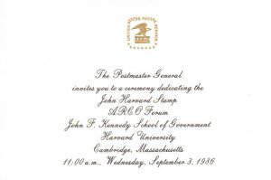 USPS 1st Day Ceremony Invitation 2190 John Harvard Great Amricans Education 1986