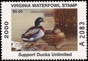 VIRGINIA #13 2000 A PREFIX  STATE DUCK MALLARDS by Tim Donovan