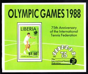 Liberia MNH 1988 #1096 Souvenir sheet $1.50 Return of Tennis as Olympic Medal...