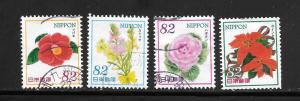 Japan #3769-72 Flowers (2014) Used Single. No per item S/H fees (my1)