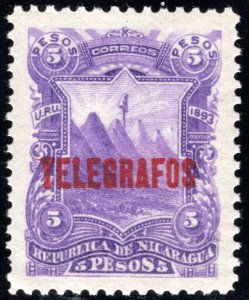 RH35, H35, 5P, violet - MNHOG - SUPERB - Nicaragua Telegraph Revenue