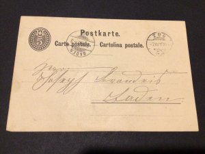 Switzerland  Zug 1880 postal card Ref 59731