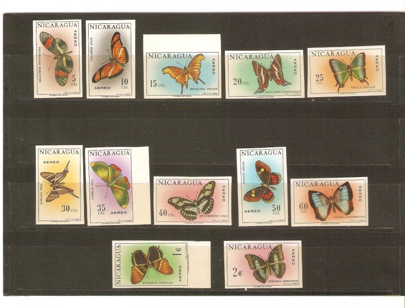 Nicaragua 1967 butterflies imperforate