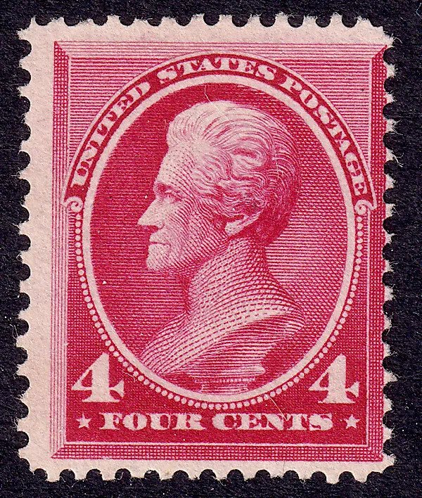 US Scott 215, 1888 Jackson, 4c carmine, UNUSED NG