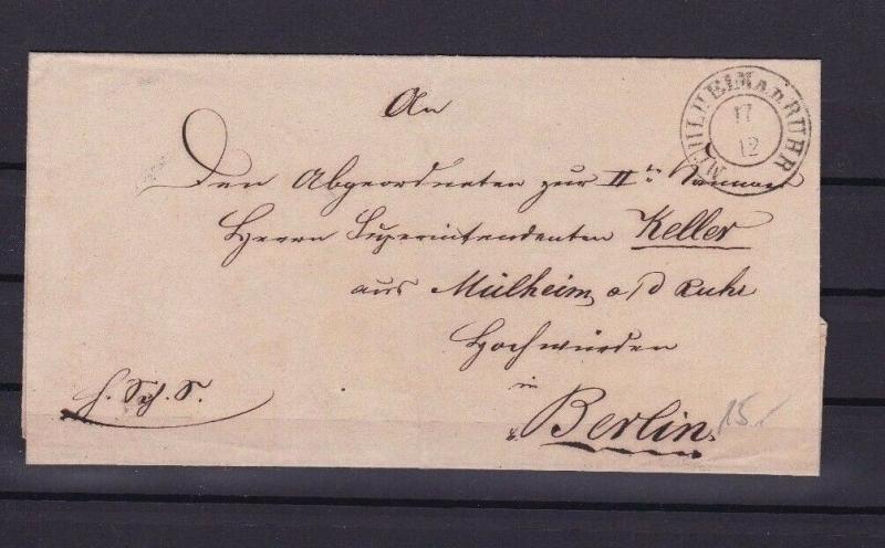 GERMANY EARLY STAMPLESS POSTAL COVER  TO BERLIN REF R 2866