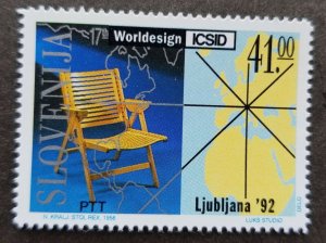 *FREE SHIP Slovenia World Industrial Design 1992 Chair Furniture Art (stamp) MNH