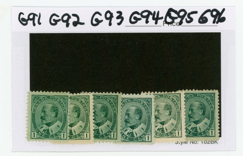 Canada 1903-08 KEVII Admiral 1¢ Green  Scott #89 MNH **G85**