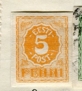 ESTONIA;  1919 early Imperf issue fine Mint hinged 5p. value