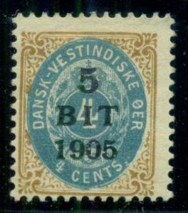 DANISH WEST INDIES #40a (29bvI) 5BIT 1905 Ovpt, INVERTED FRAME, LH Facit $165