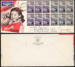 New Zealand 1954 Health FDC with Block of Six