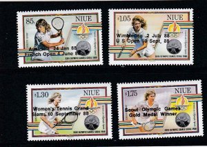 Niue # 560-563, Olympic Tennis Champions Overprints, Mint Hinged, 1/3 Cat.