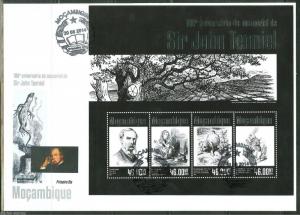 MOZAMBIQUE 2014 JOHN TENNIEL 100TH MEMORIAL ANNIVERSARY ALICE WONDERLAND SHT FDC