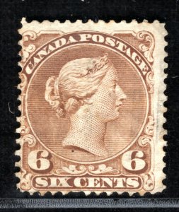 CANADA QV Large Queen SG.59b 6c (1870) Unused/Mint MNG? Cat £1,300-  OBLUE145